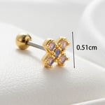 Gold color / 1 Piece Simple Series  Titanium Steel   Gold Color Zircon Women's Stud Earrings Picture2